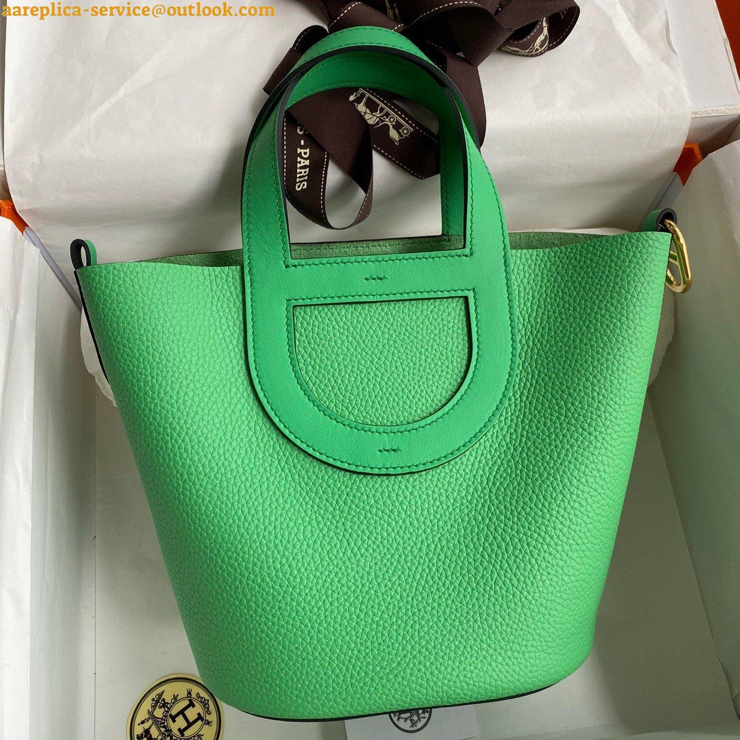 Replica Hermes In The Loop 18 Handmade Bag in Vert Comics Clemence Leather Replica Hermes In The Loop 18 Handmade Bag in Vert Comics Clemence Leather