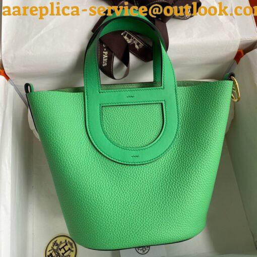 Replica Hermes In The Loop 18 Handmade Bag in Vert Comics Clemence Leather 2