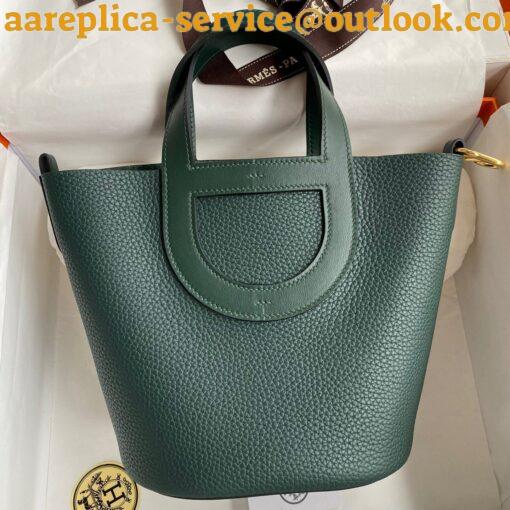 Replica Hermes In The Loop 18 Handmade Bag in Vert Cypres Clemence Leather 2