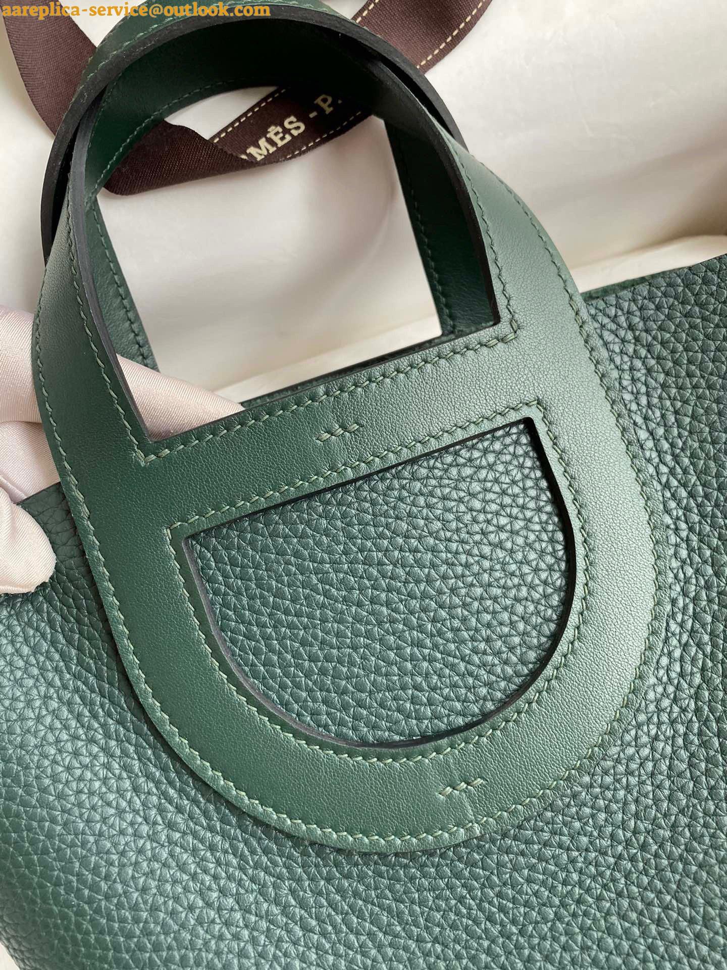Replica Hermes In The Loop 18 Handmade Bag in Vert Cypres Clemence Leather 4 Replica Hermes In The Loop 18 Handmade Bag in Vert Cypres Clemence Leather 4