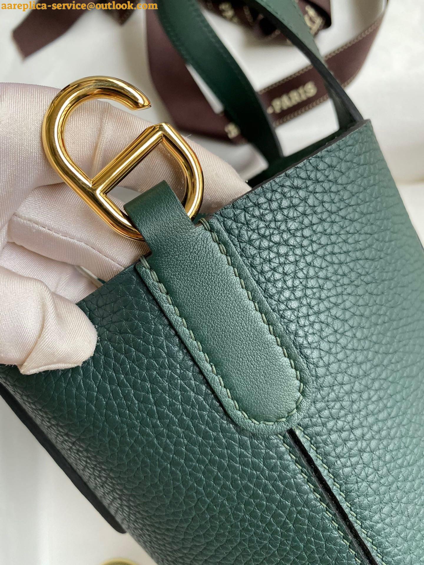 Replica Hermes In The Loop 18 Handmade Bag in Vert Cypres Clemence Leather 6 Replica Hermes In The Loop 18 Handmade Bag in Vert Cypres Clemence Leather 6