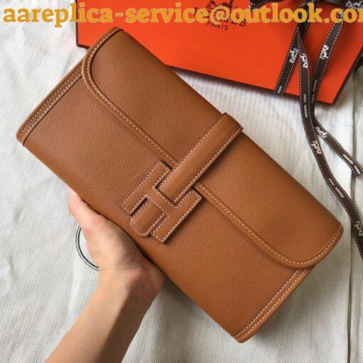 Replica Hermes Jige Elan 29 Clutch Bag In Gold Epsom Leather 4