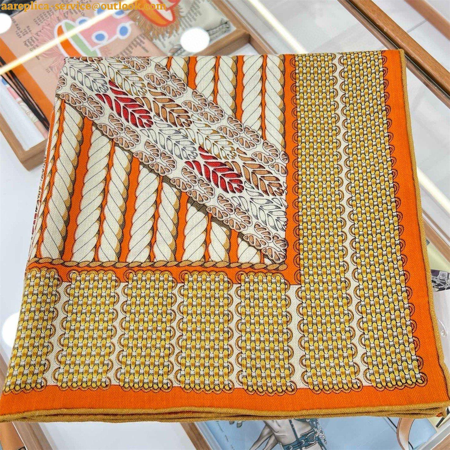 Replica Hermes Orange Dressage Tressage Shawl 140 3 Replica Hermes Orange Dressage Tressage Shawl 140 3