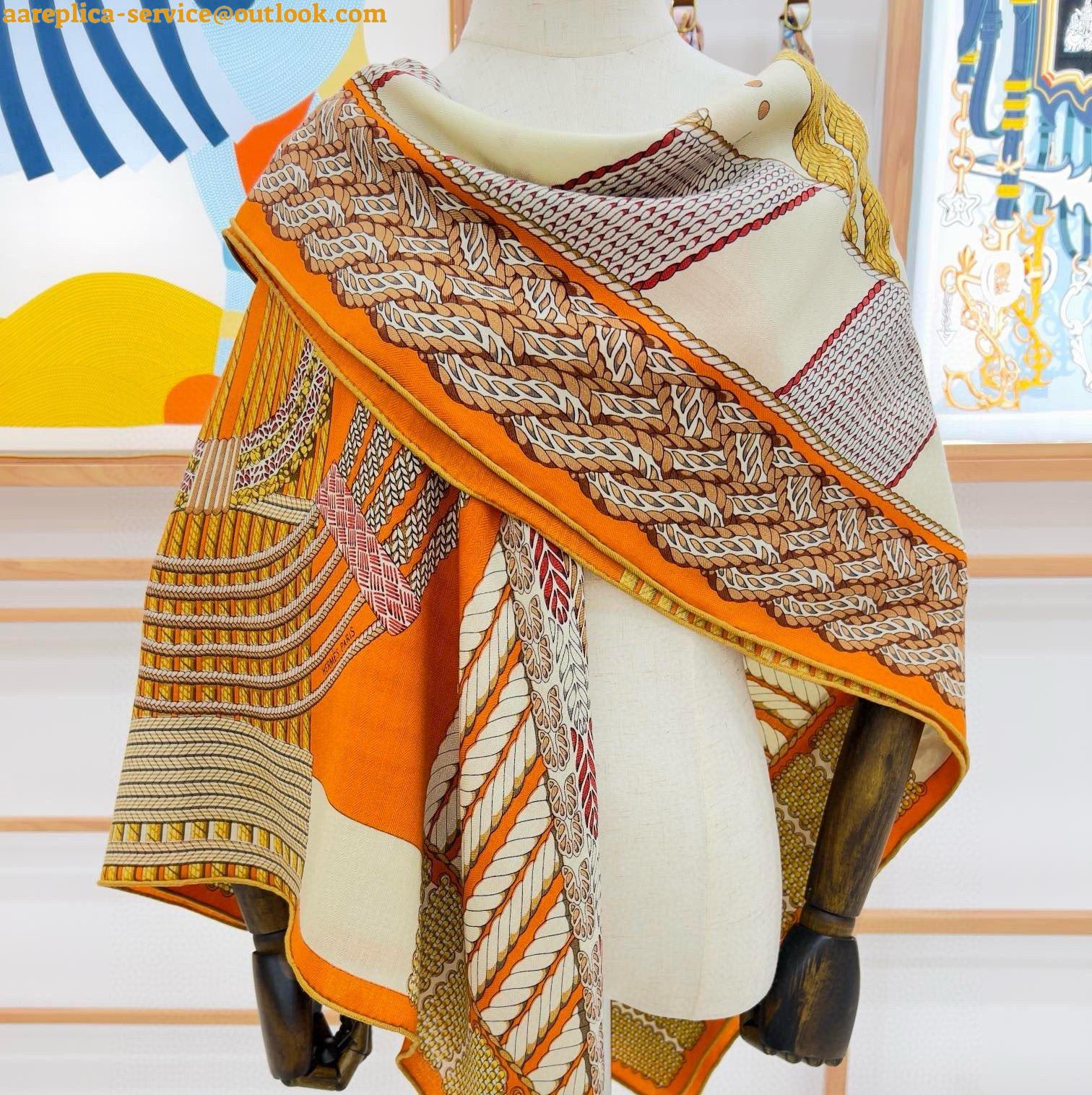 Replica Hermes Orange Dressage Tressage Shawl 140 5 Replica Hermes Orange Dressage Tressage Shawl 140 5