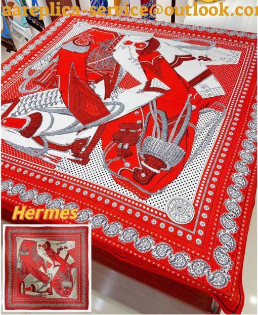 Replica Hermes Red Zouaves et Dragons Bandana Shawl 140 6