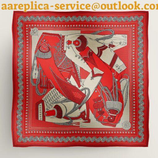 Replica Hermes Red Zouaves et Dragons Bandana Shawl 140