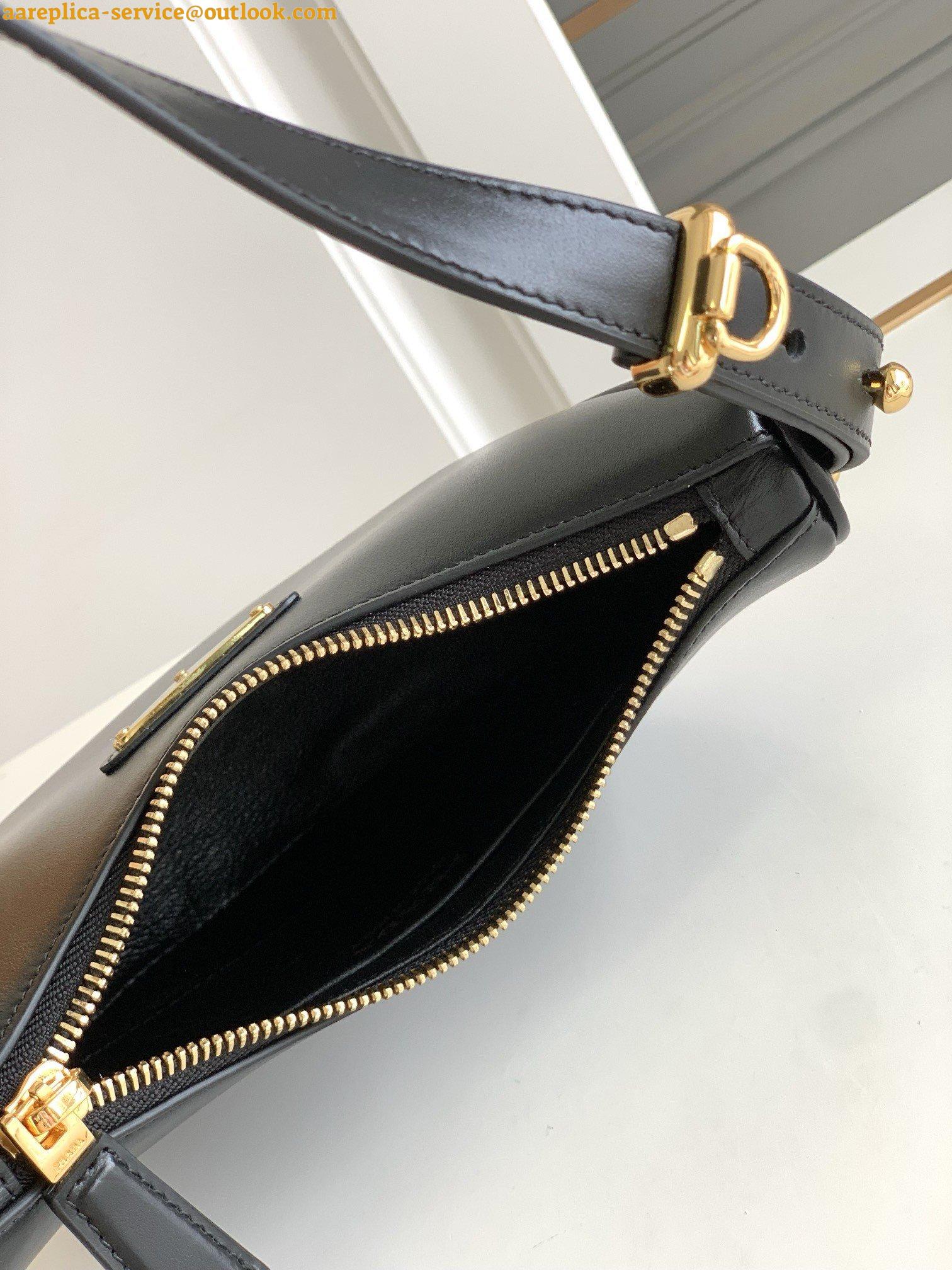 Replica Prada Arque Shoulder Bag with Flap in Black Leather 8 Replica Prada Arque Shoulder Bag with Flap in Black Leather 8