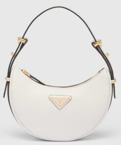 Replica Prada Arque Shoulder Bag with Flap in White Leather 2