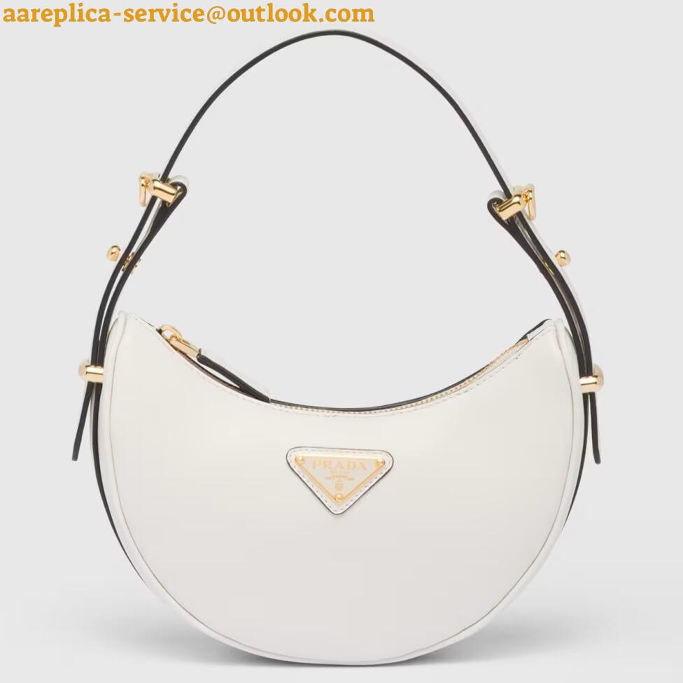 Replica Prada Arque Shoulder Bag with Flap in White Leather 2 Replica Prada Arque Shoulder Bag with Flap in White Leather 2