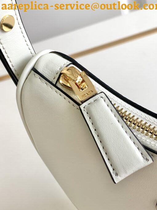 Replica Prada Arque Shoulder Bag with Flap in White Leather 9