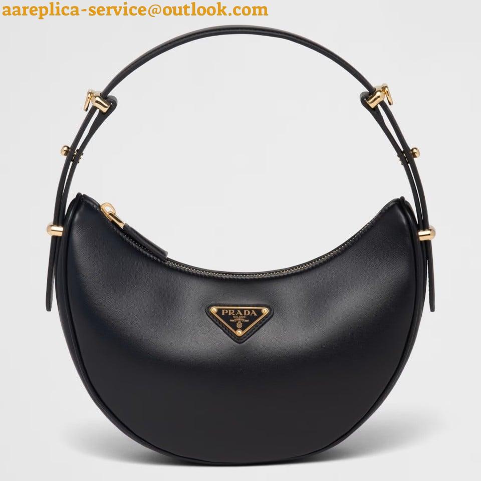 Replica Prada Arque Shoulder Bag with Flap in Black Leather 17 Replica Prada Arque Shoulder Bag with Flap in Black Leather 17
