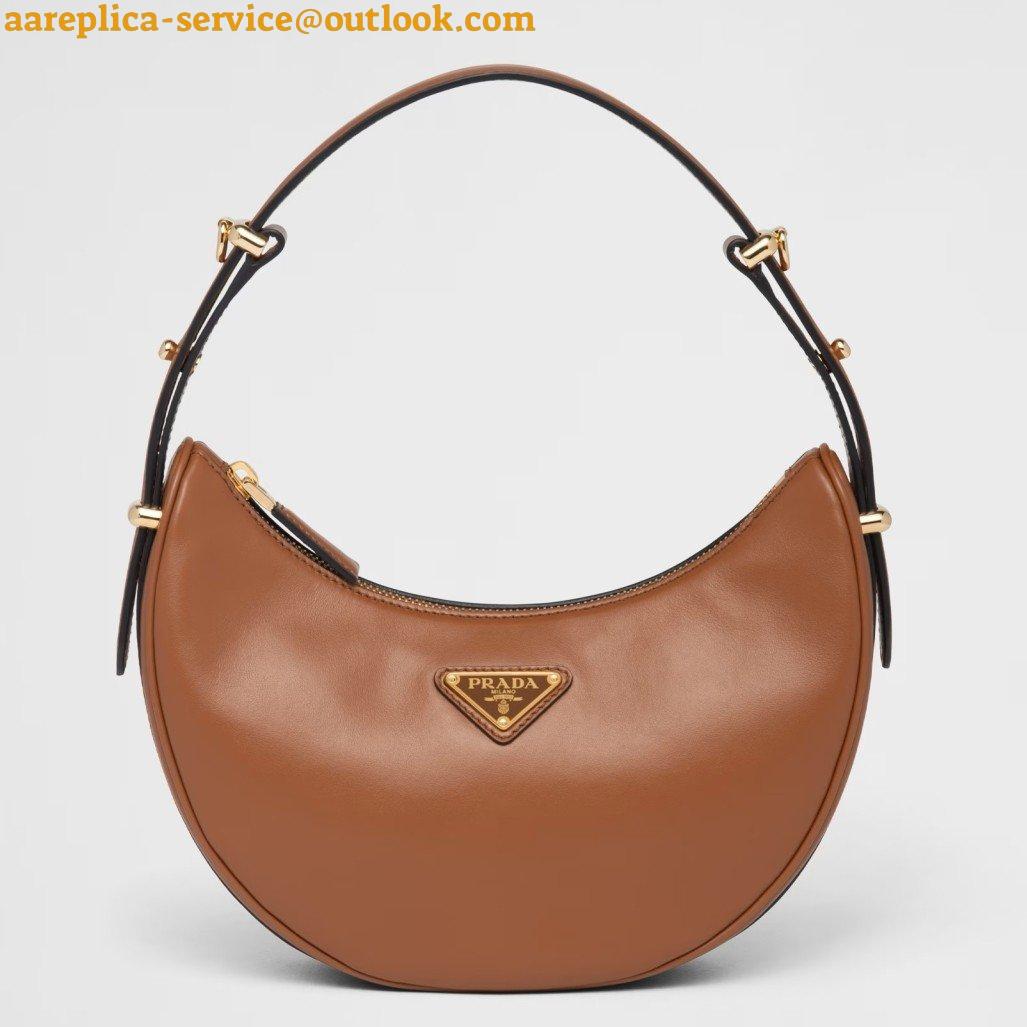 Replica Prada Arque Shoulder Bag with Flap in Brown Leather 2 Replica Prada Arque Shoulder Bag with Flap in Brown Leather 2