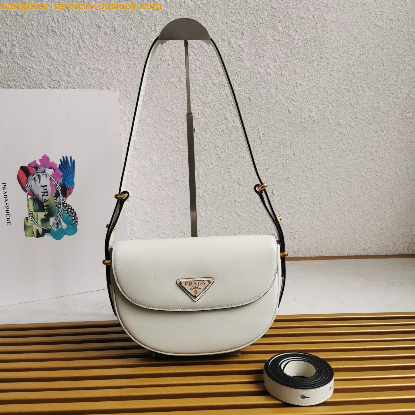 Replica Prada Arque Shoulder Bag with Flap in White Leather 24 Replica Prada Arque Shoulder Bag with Flap in White Leather 24
