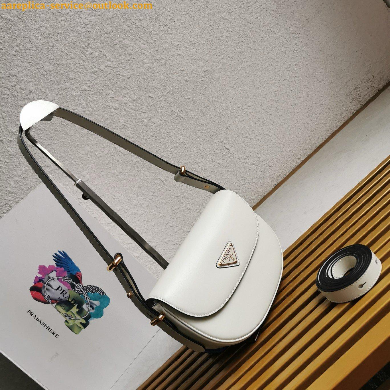 Replica Prada Arque Shoulder Bag with Flap in White Leather 26 Replica Prada Arque Shoulder Bag with Flap in White Leather 26