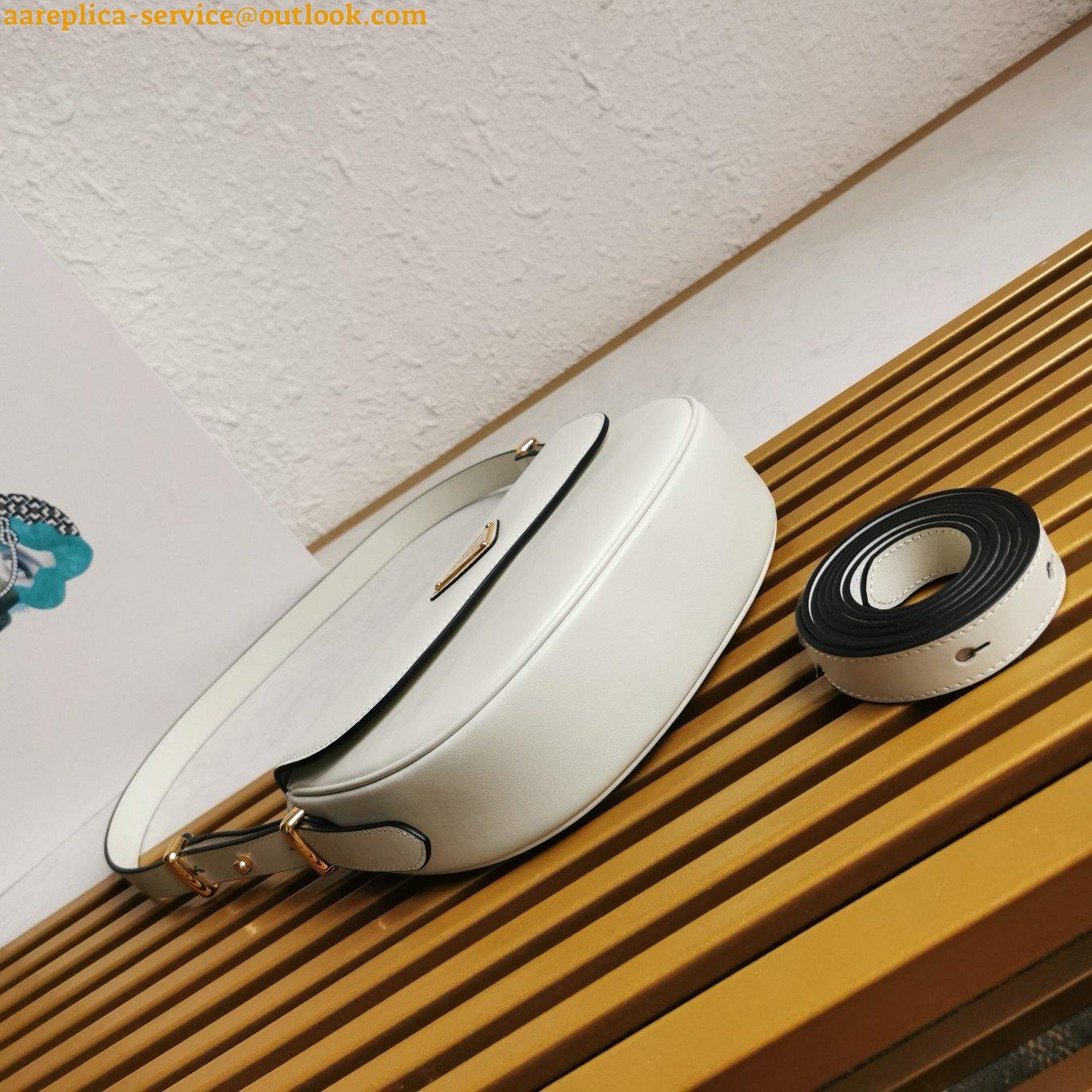 Replica Prada Arque Shoulder Bag with Flap in White Leather 30 Replica Prada Arque Shoulder Bag with Flap in White Leather 30