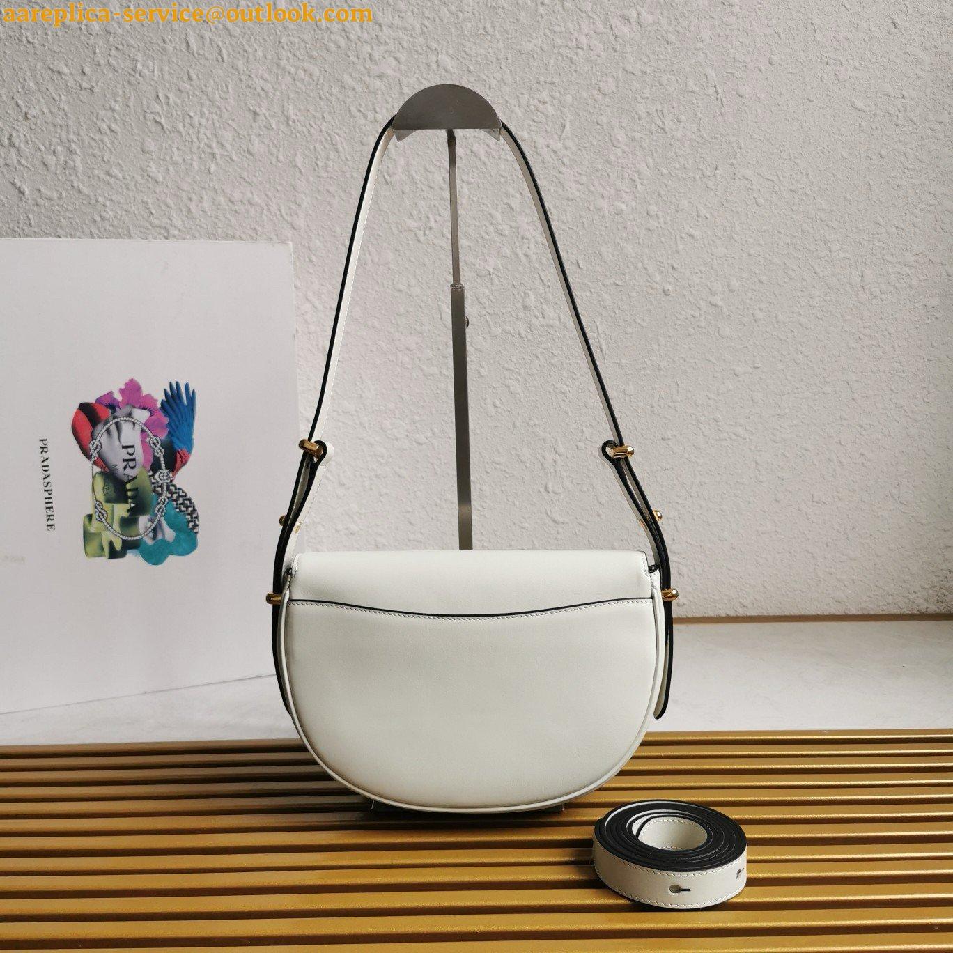 Replica Prada Arque Shoulder Bag with Flap in White Leather 31 Replica Prada Arque Shoulder Bag with Flap in White Leather 31