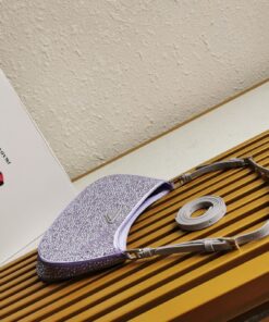 Replica Prada Cleo Bag In Wisteria Satin with Cystal Appliques Replica Prada Cleo Bag In Wisteria Satin with Cystal Appliques