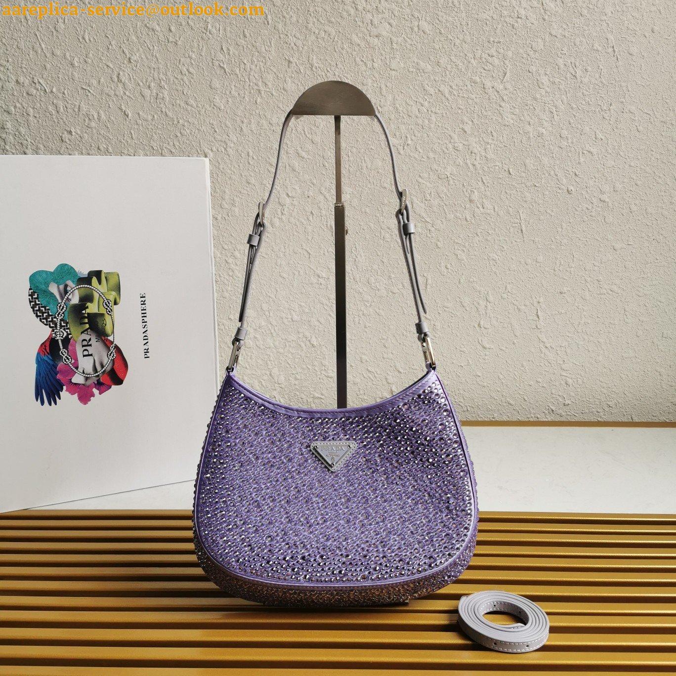 Replica Prada Cleo Bag In Wisteria Satin with Cystal Appliques 10 Replica Prada Cleo Bag In Wisteria Satin with Cystal Appliques 10
