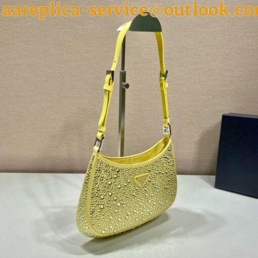 Replica Prada Cleo Bag In Yellow Satin with Cystal Appliques 4