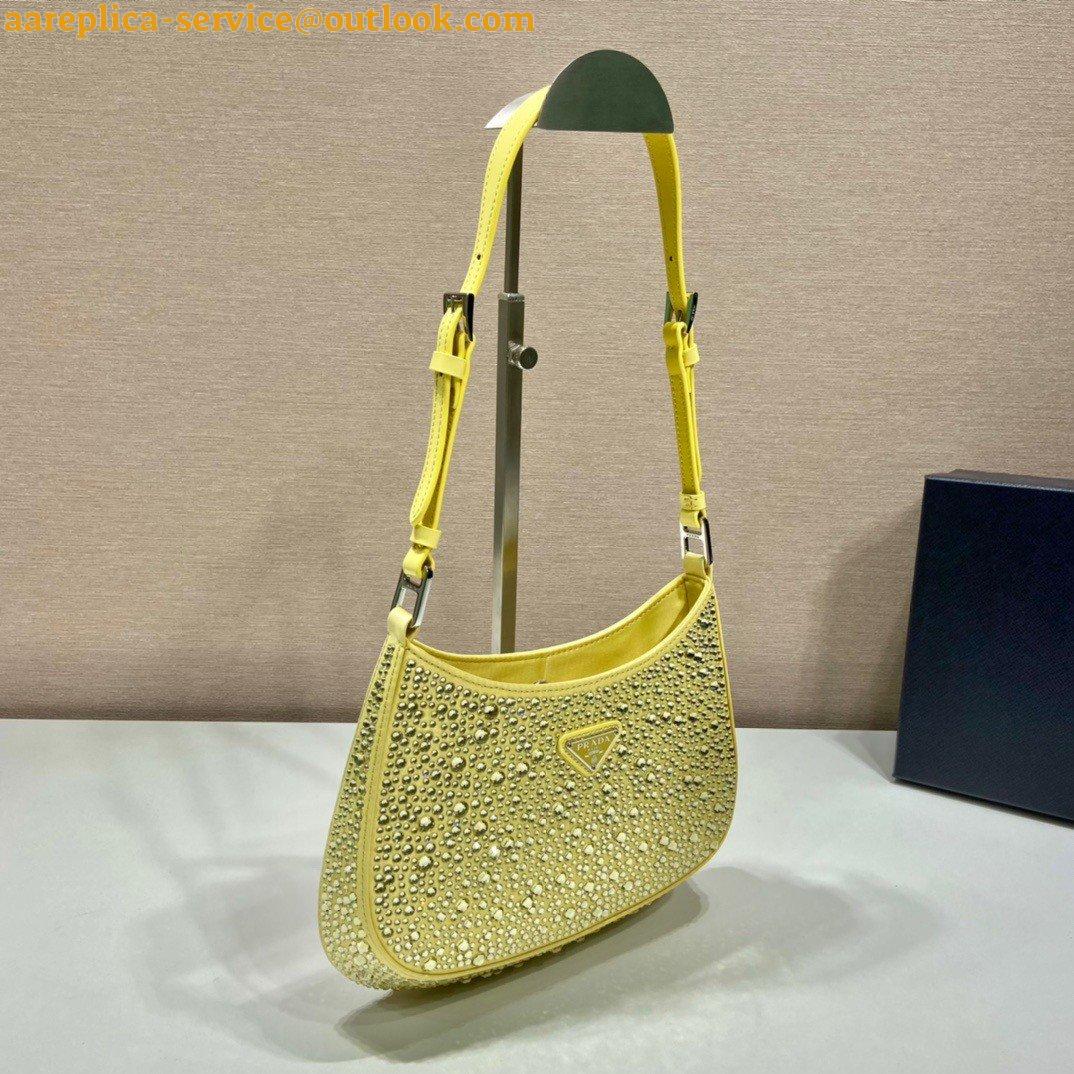 Replica Prada Cleo Bag In Yellow Satin with Cystal Appliques 4 Replica Prada Cleo Bag In Yellow Satin with Cystal Appliques 4