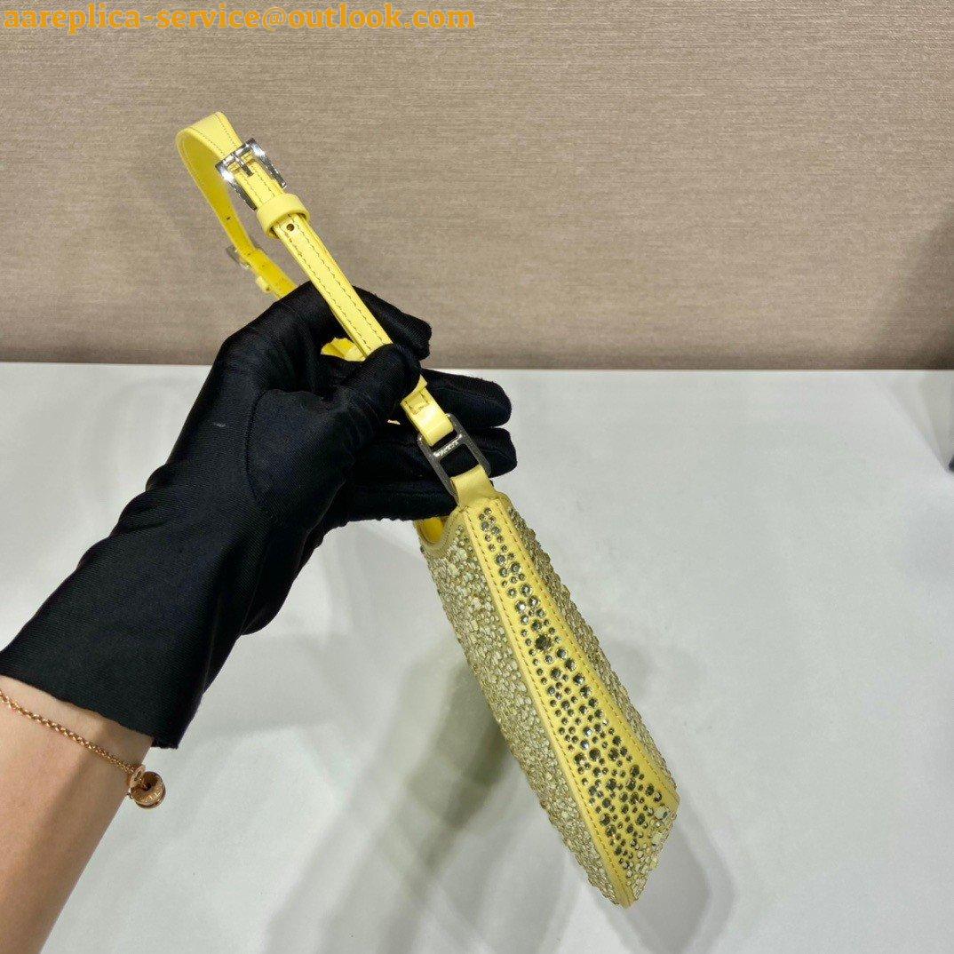 Replica Prada Cleo Bag In Yellow Satin with Cystal Appliques 7 Replica Prada Cleo Bag In Yellow Satin with Cystal Appliques 7