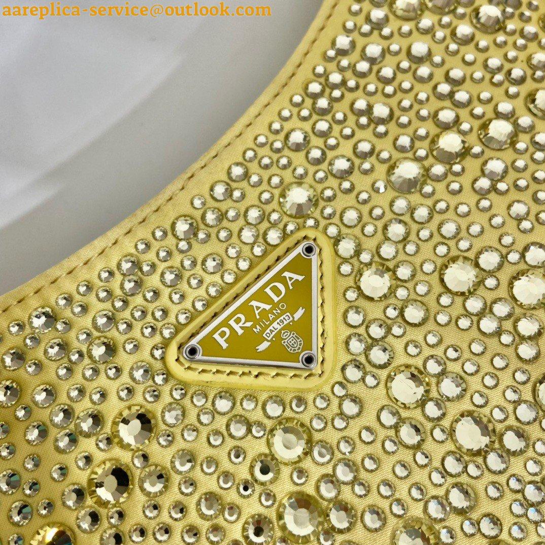 Replica Prada Cleo Bag In Yellow Satin with Cystal Appliques 9 Replica Prada Cleo Bag In Yellow Satin with Cystal Appliques 9