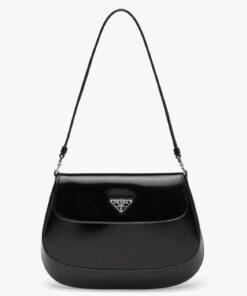 Replica Prada Cleo Flap Bag In Black Brushed Leather 2