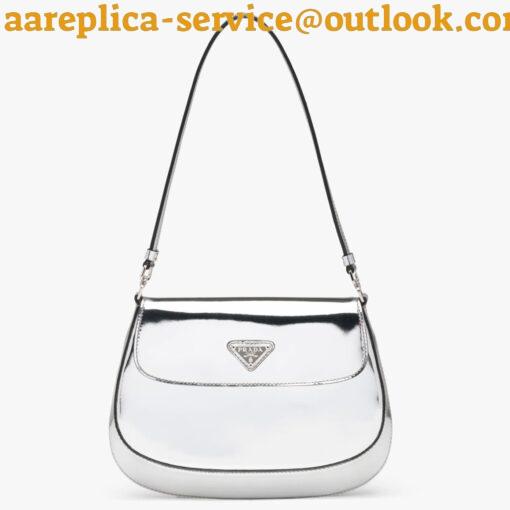 Replica Prada Cleo Flap Bag In Silver Brushed Leather 2