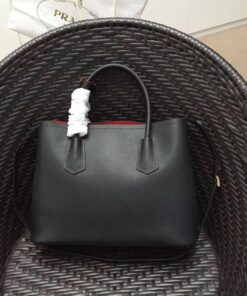 Replica Prada Double Medium Tote Bag In Black Saffiano Leather