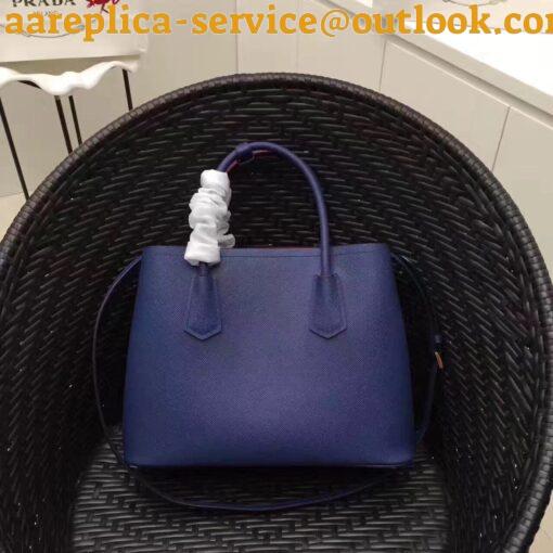 Replica Prada Double Medium Tote Bag In Blue Saffiano Leather 6