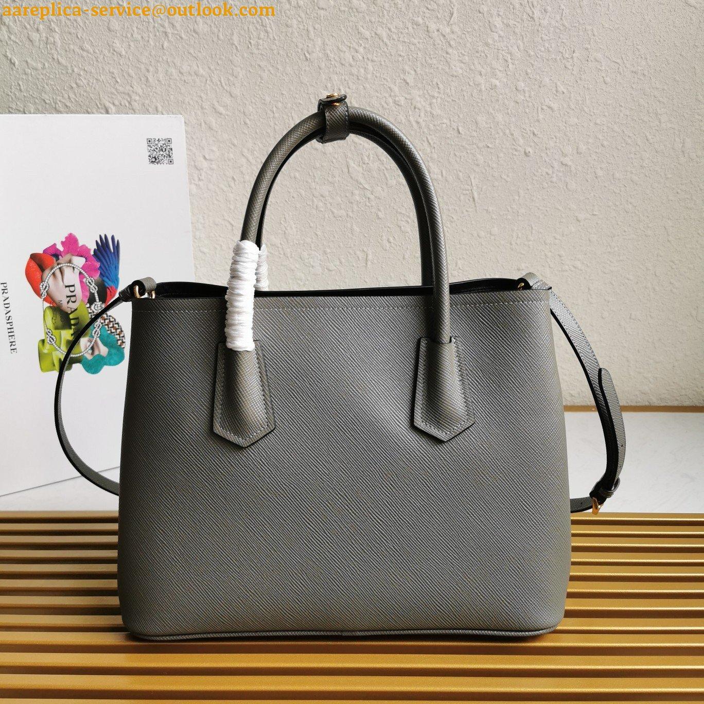 Replica Prada Double Medium Tote Bag In Grey Saffiano Leather 4 Replica Prada Double Medium Tote Bag In Grey Saffiano Leather 4