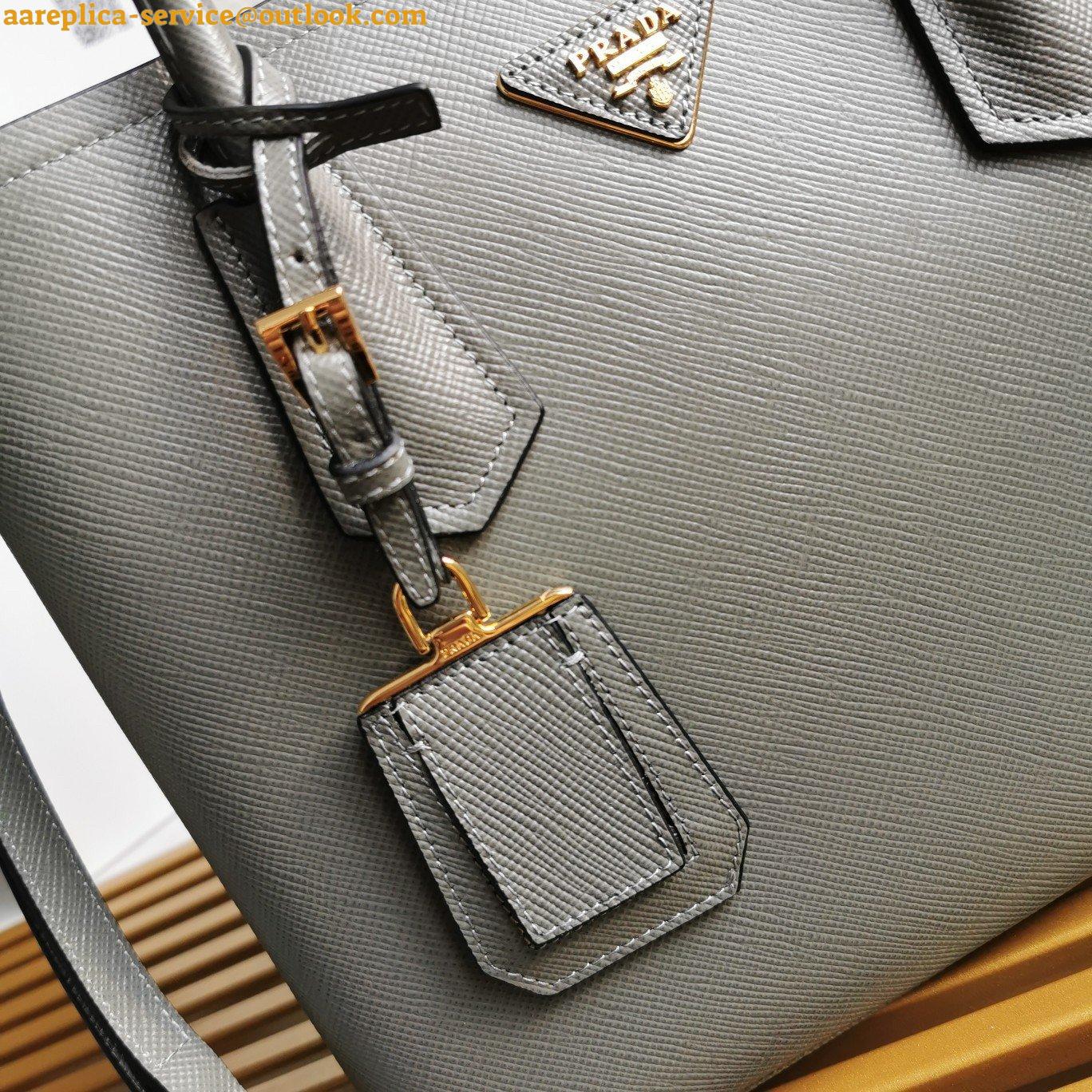 Replica Prada Double Medium Tote Bag In Grey Saffiano Leather 9 Replica Prada Double Medium Tote Bag In Grey Saffiano Leather 9
