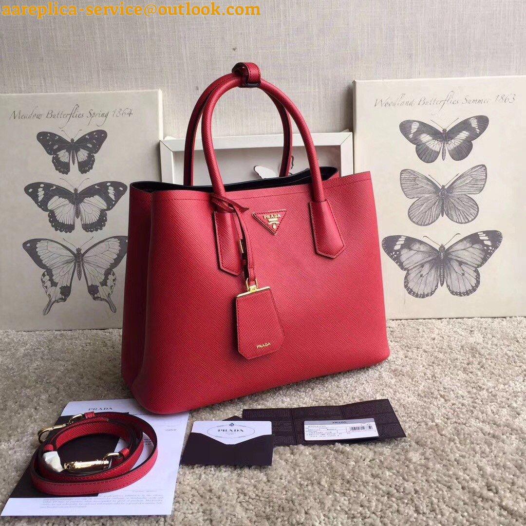 Replica Prada Double Medium Tote Bag In Red Saffiano Leather 2 Replica Prada Double Medium Tote Bag In Red Saffiano Leather 2