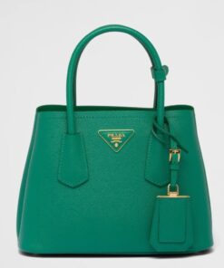 Replica Prada Double Mini Bag In Green Saffiano Leather 2