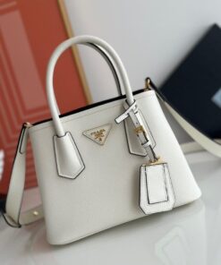 Replica Prada Double Mini Bag In White Saffiano Leather Replica Prada Double Mini Bag In White Saffiano Leather