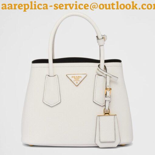 Replica Prada Double Mini Bag In White Saffiano Leather 11