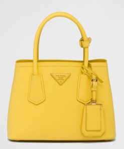 Replica Prada Double Mini Bag In Yellow Saffiano Leather Replica Prada Double Mini Bag In Yellow Saffiano Leather