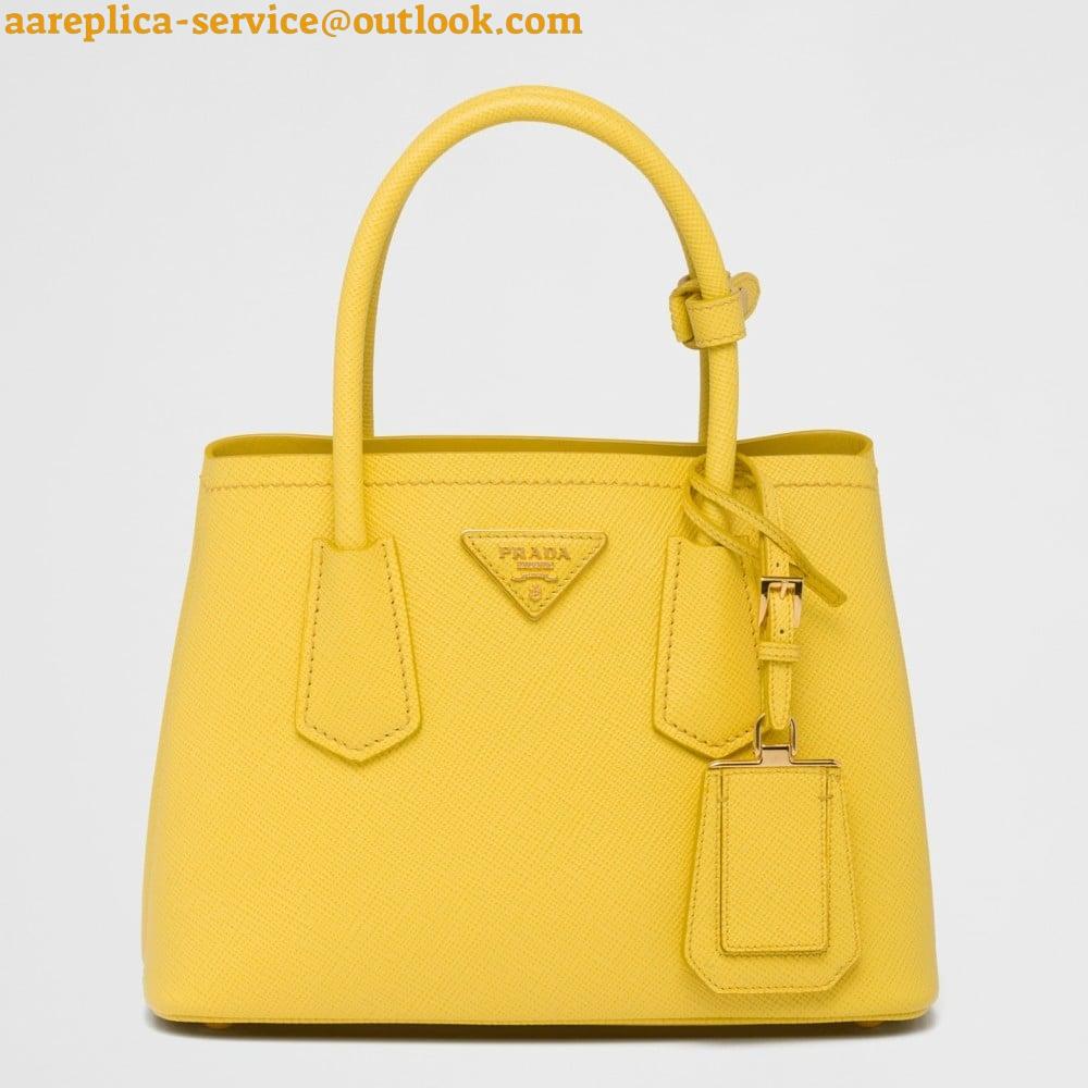 Replica Prada Double Mini Bag In Yellow Saffiano Leather 2 Replica Prada Double Mini Bag In Yellow Saffiano Leather 2