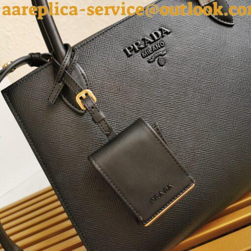 Replica Prada Monochrome Medium Bag In Black Saffiano Leather 6