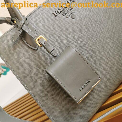 Replica Prada Monochrome Medium Bag In Grey Saffiano Leather 6