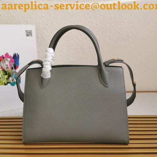 Replica Prada Monochrome Medium Bag In Grey Saffiano Leather 10