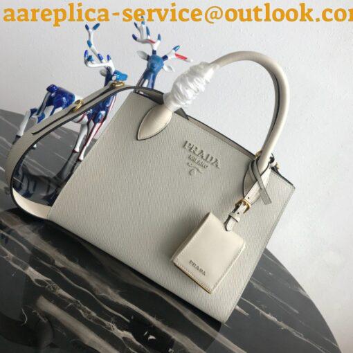 Replica Prada Monochrome Small Bag In White Saffiano Leather