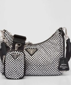 Replica Prada Re-Edition 2005 Bag In Aqua Satin with Crystals Replica Prada Re-Edition 2005 Bag In Aqua Satin with Crystals