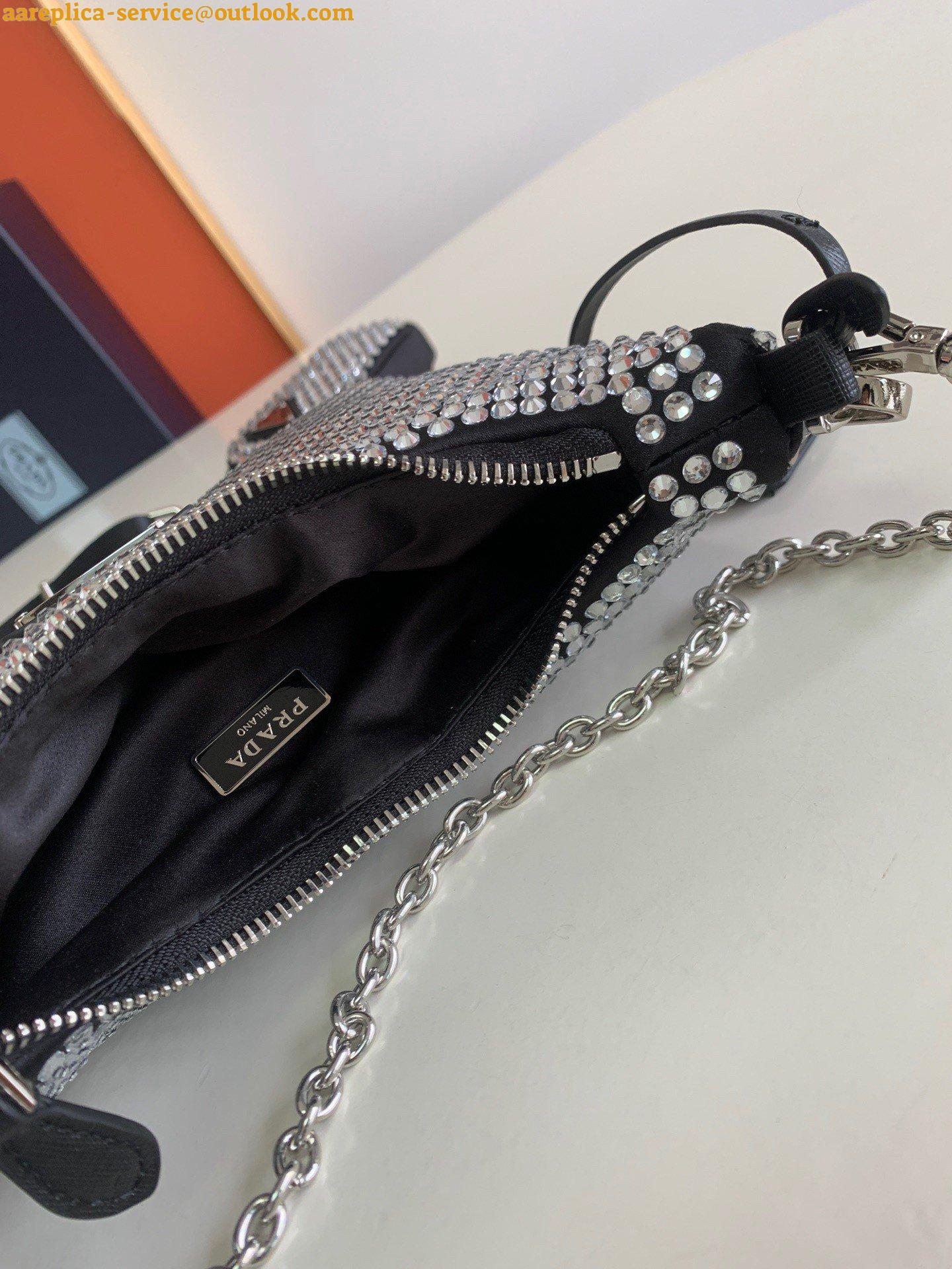 Replica Prada Re-Edition 2005 Bag In Aqua Satin with Crystals 8 Replica Prada Re-Edition 2005 Bag In Aqua Satin with Crystals 8