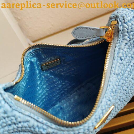 Replica Prada Re-Edition 2005 Shoulder Bag In Blue Raffia 7