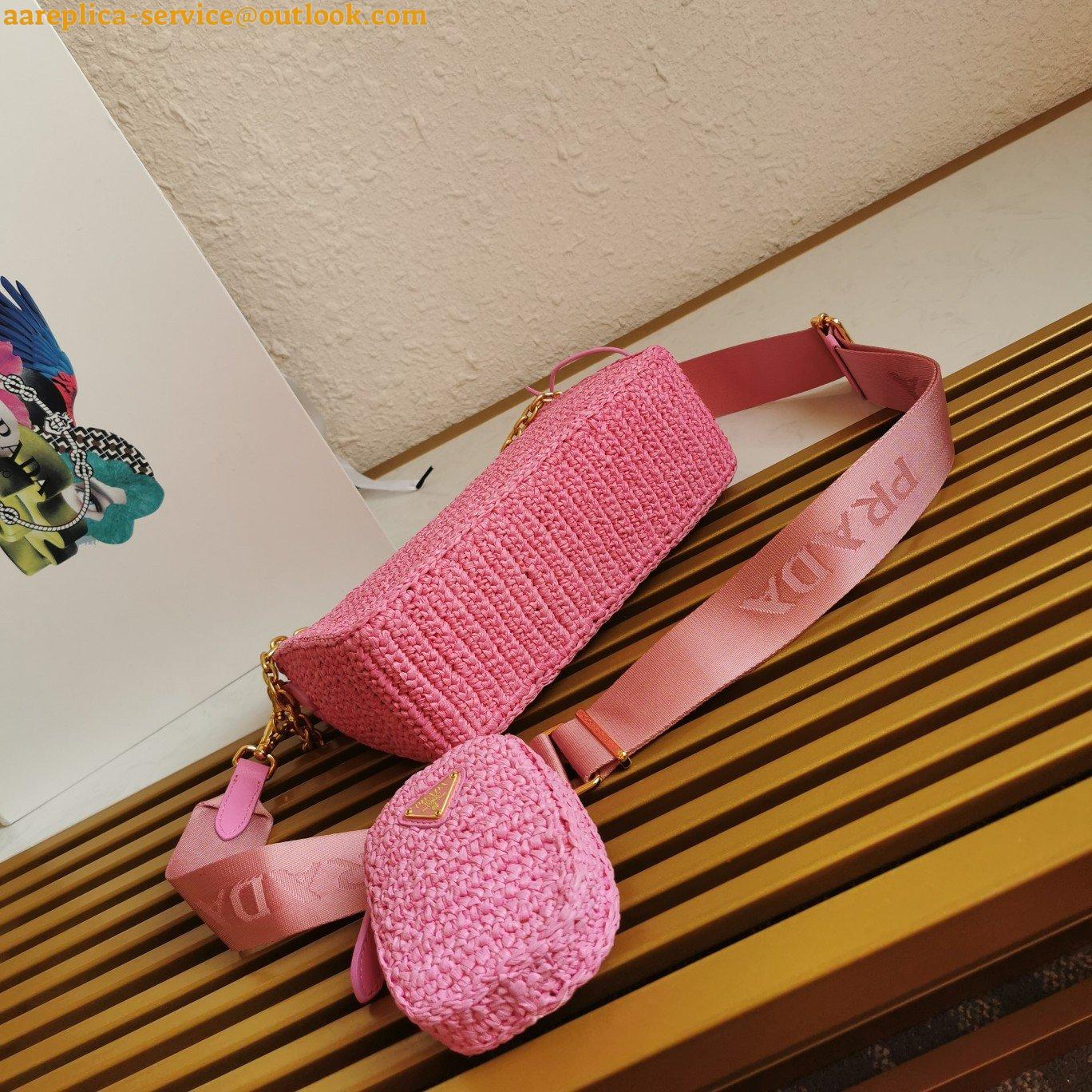 Replica Prada Re-Edition 2005 Shoulder Bag In Pink Raffia 14 Replica Prada Re-Edition 2005 Shoulder Bag In Pink Raffia 14