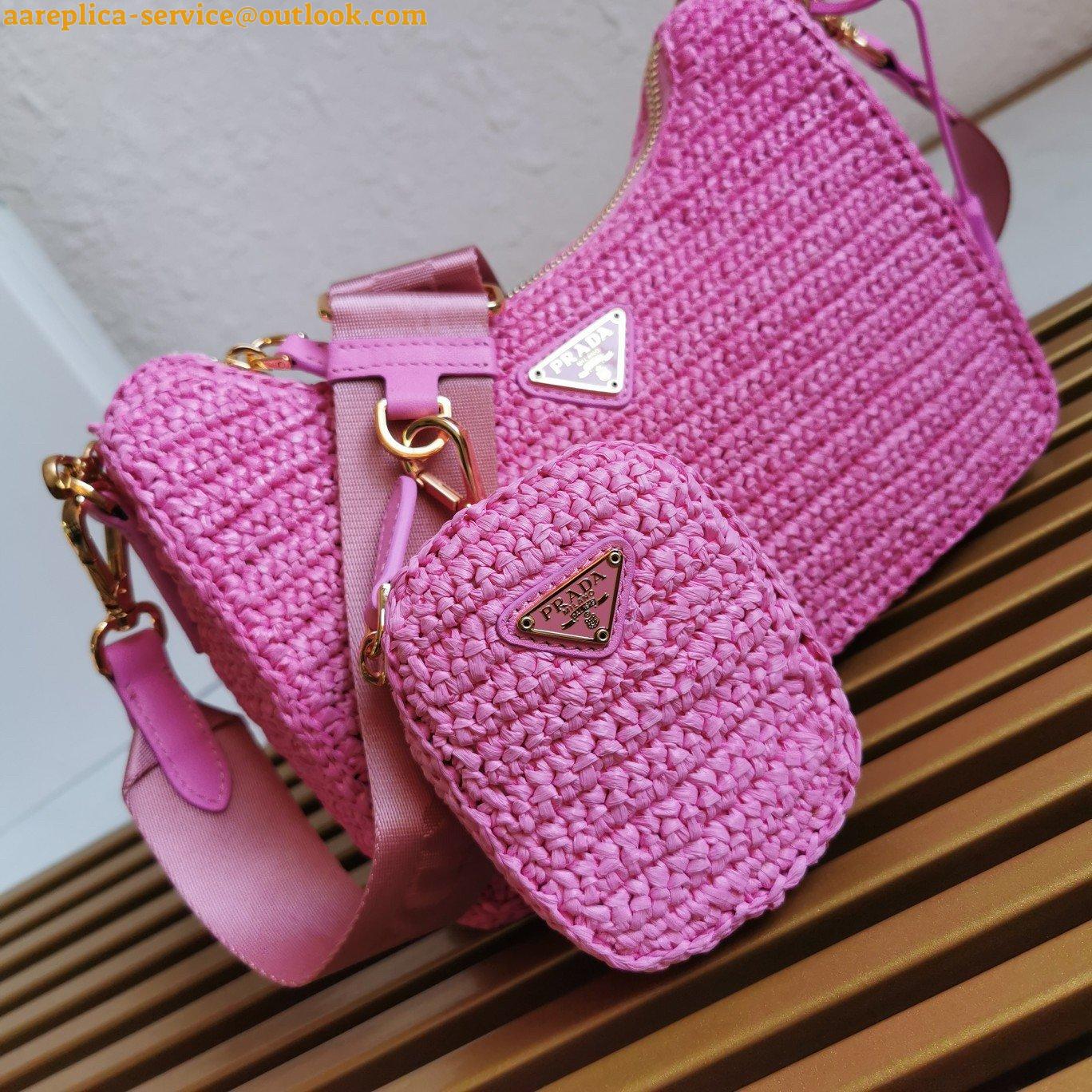 Replica Prada Re-Edition 2005 Shoulder Bag In Pink Raffia 18 Replica Prada Re-Edition 2005 Shoulder Bag In Pink Raffia 18
