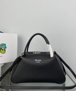 Replica Prada Supernova Medium Top Handle Bag In Black Leather