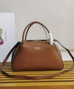 Replica Prada Supernova Medium Top Handle Bag In Brown Leather