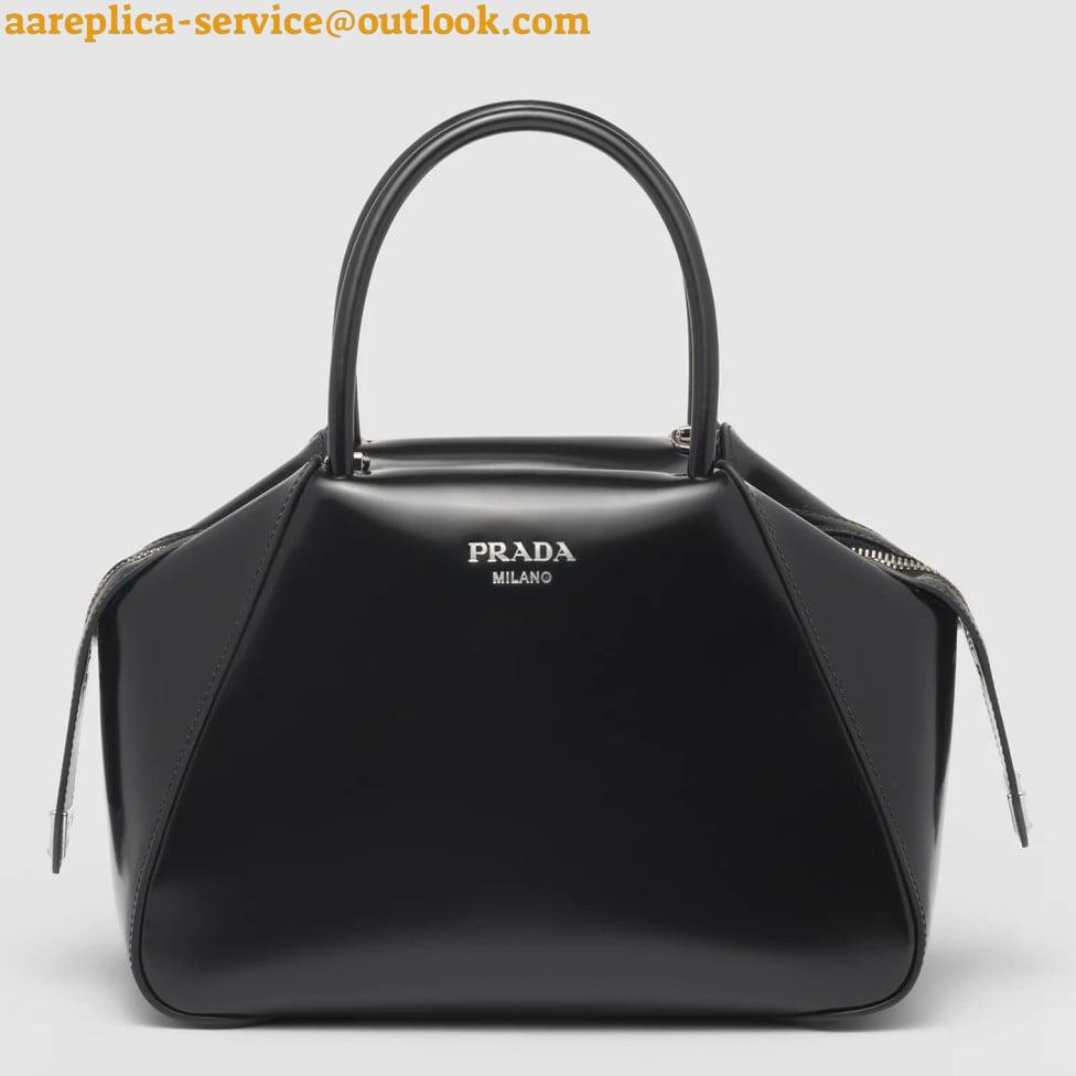 Replica Prada Supernova Small Top Handle Bag In Black Brushed Leather Replica Prada Supernova Small Top Handle Bag In Black Brushed Leather